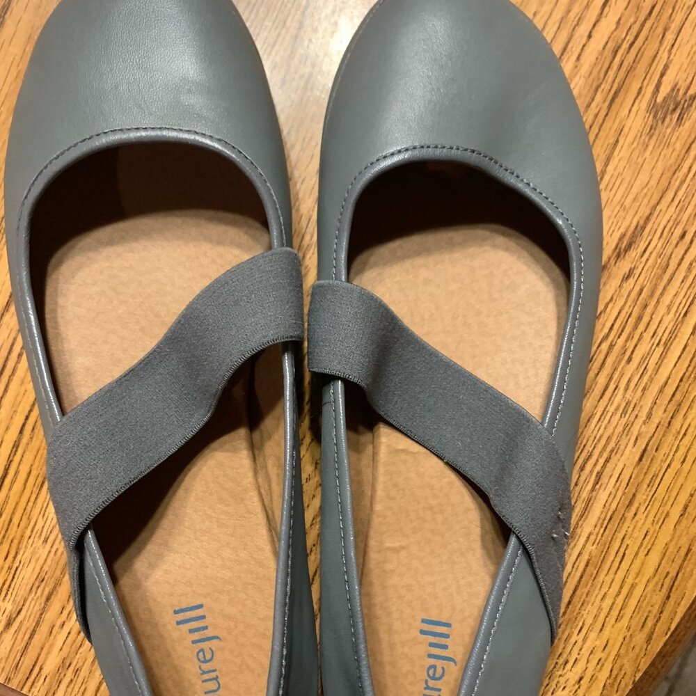 Pure Jill size 9.5 M Gray leather ballet flats shoes